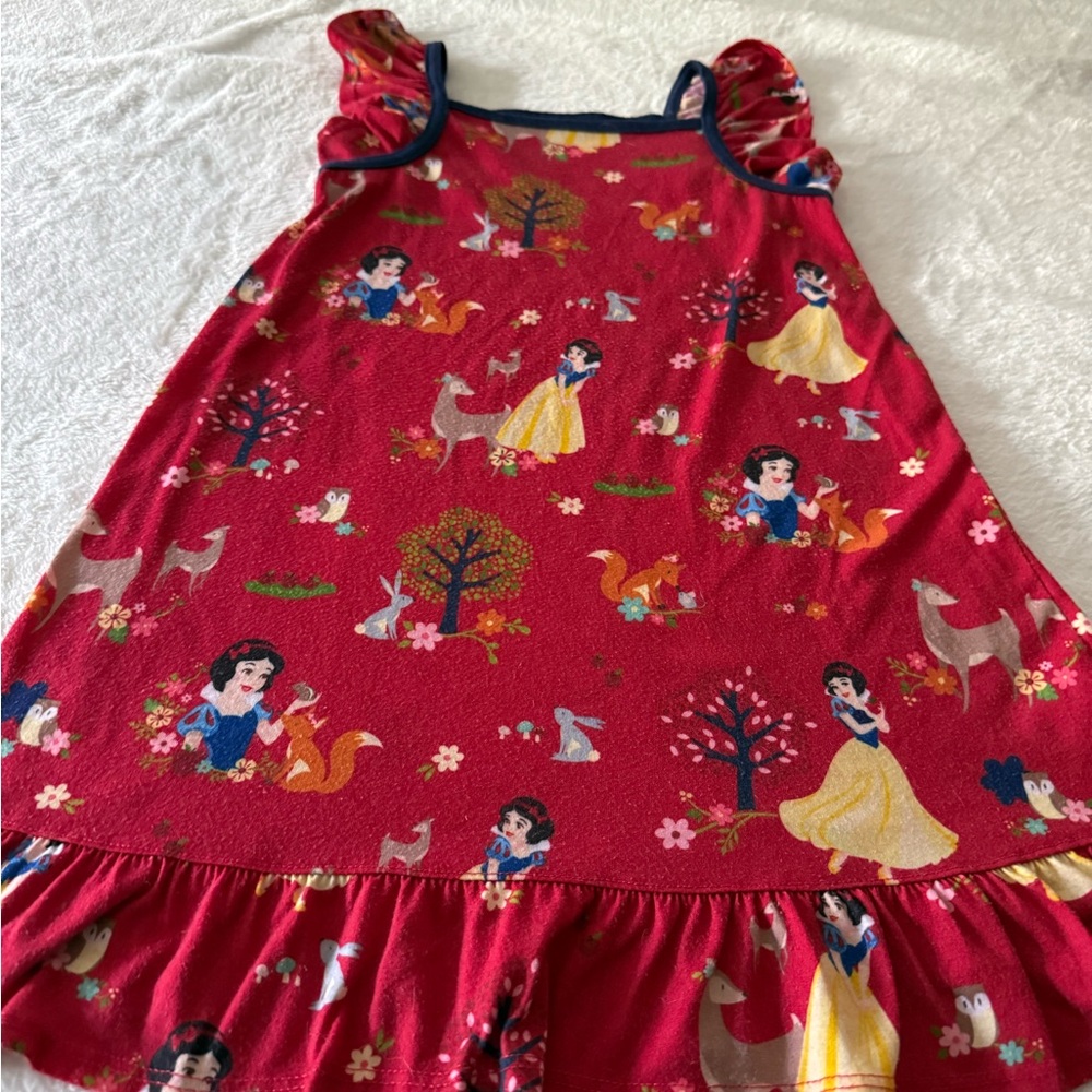 Disney Snow White Woodland Animals Red Flutter Sleeves Nightgown 5/6 - Picture 3 of 4